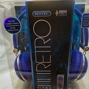 Sentry Retro Blue Headphones With Mic, WITH MIC, HM278. NEW
